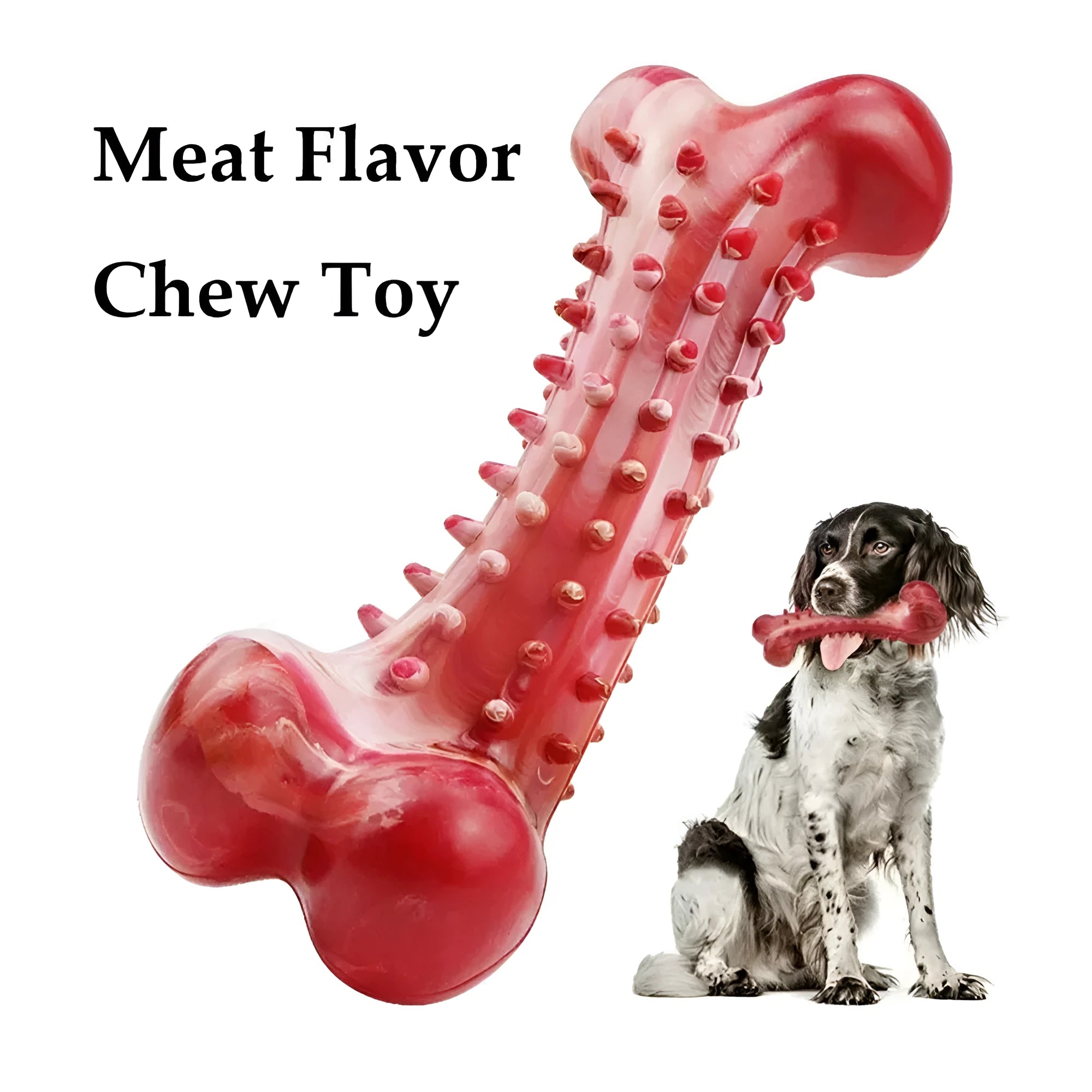 Red natural rubber chew toy for aggressive dogs measuring 4 inches in length