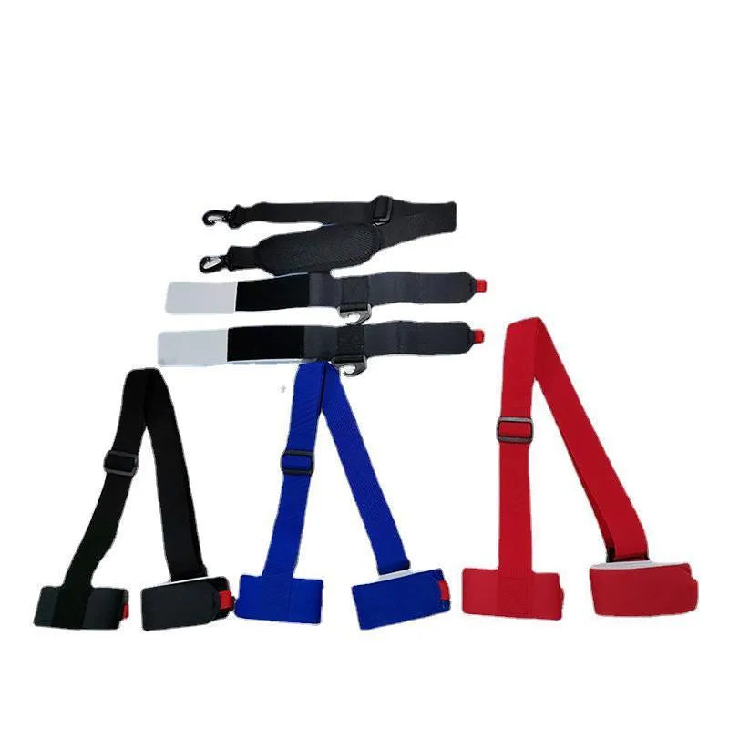 Skiing bandage strap with hook and loop fastening and adjustable sled design in multiple colours