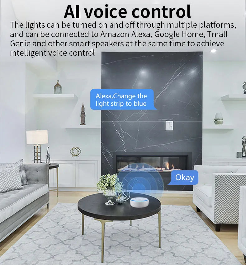 White GU10 smart LED spotlight with RGBCCT colour and wifi voice control