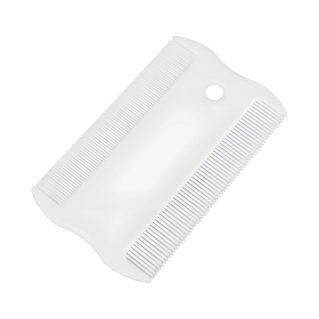 Double-sided plastic flea comb for dogs and cats measuring 5 cm long