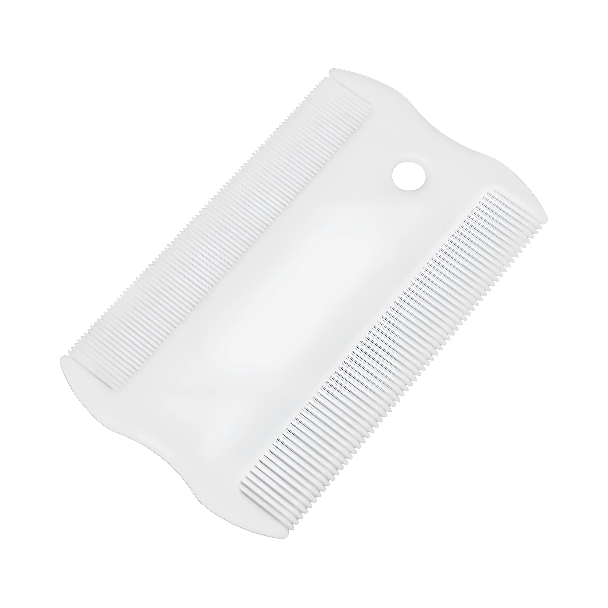 Double-sided plastic flea comb for dogs and cats measuring 5 cm long