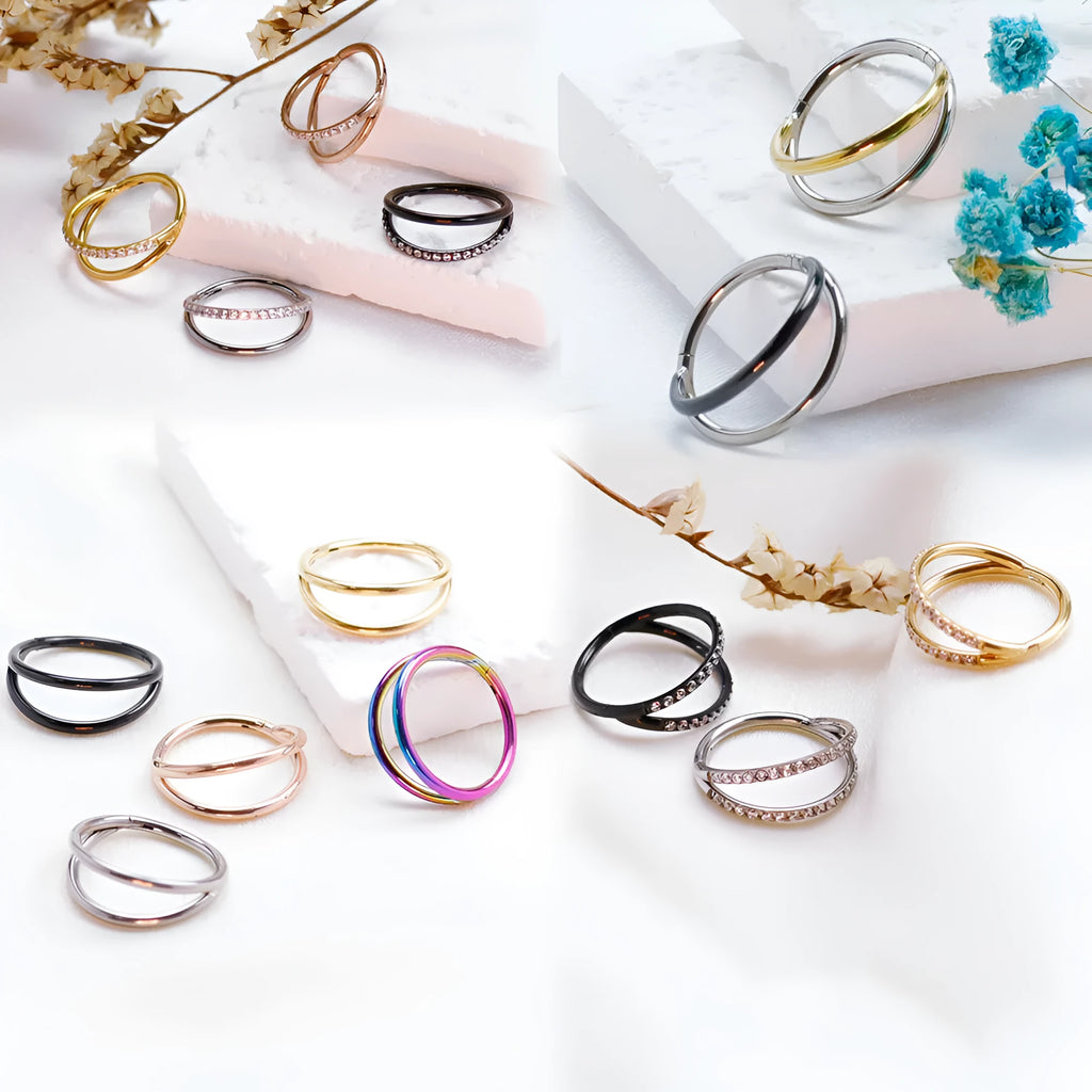 F136 titanium alloy fork nose ring in silver, available in multiple sizes for nose piercings.