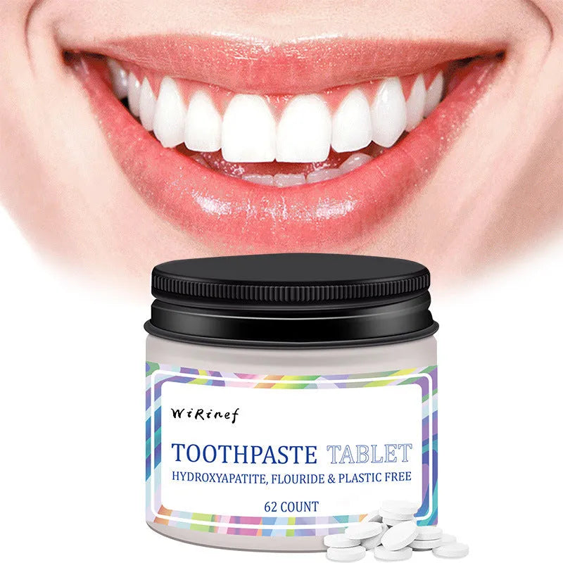 62 portable toothpaste tablets in TP19 solid formulation for travel oral care