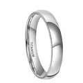 Silver matte-finished titanium ring shown in 2mm, 4mm, and 6mm width options.