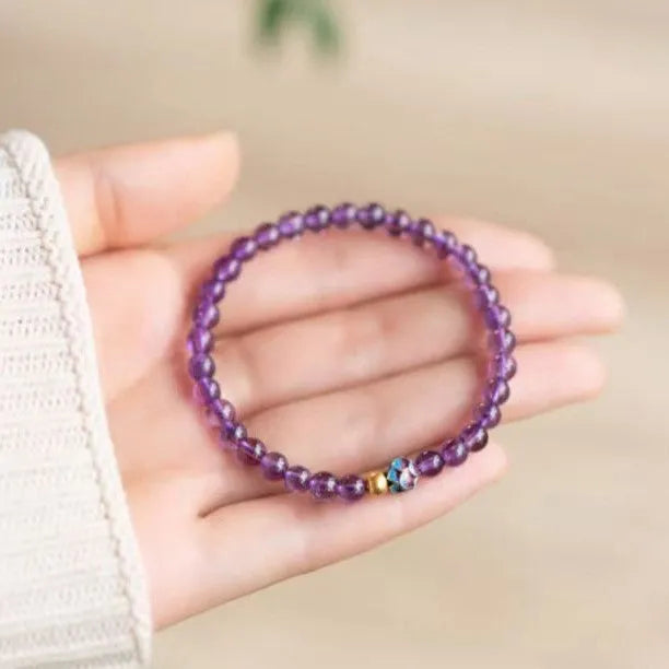 Nine purple lotus bracelet with Chinese retro design and adjustable wristband