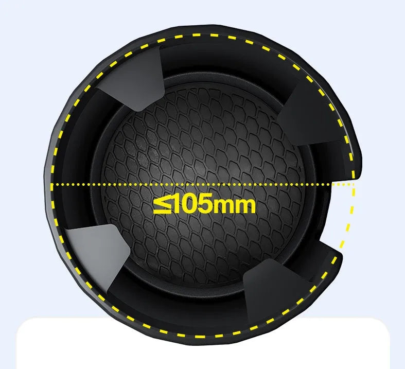 Matte black car cup holder expander with adjustable base for extra large bottles