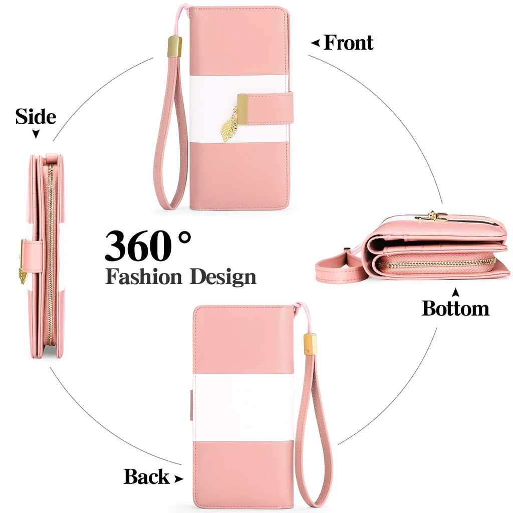 Midnight black anti-theft clutch handbag with lock, shown with dimensions 19.5 by 10.5 cm.