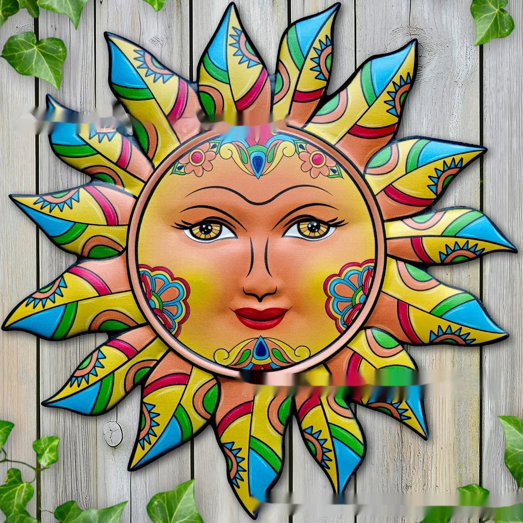 Iron sun face wall hanging decorative craft in multiple colour options