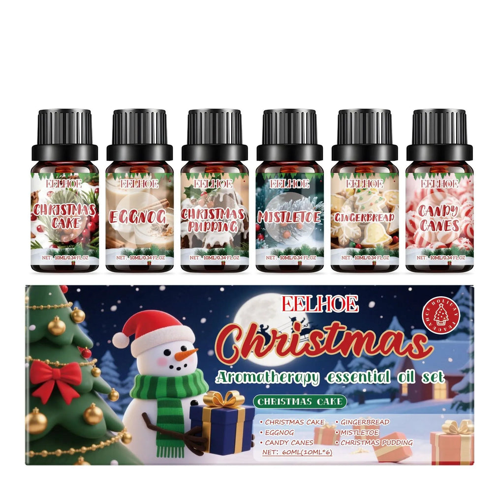 Christmas aromatherapy oil suit showing 60ml and 10ml bottles for seasonal room fragrance