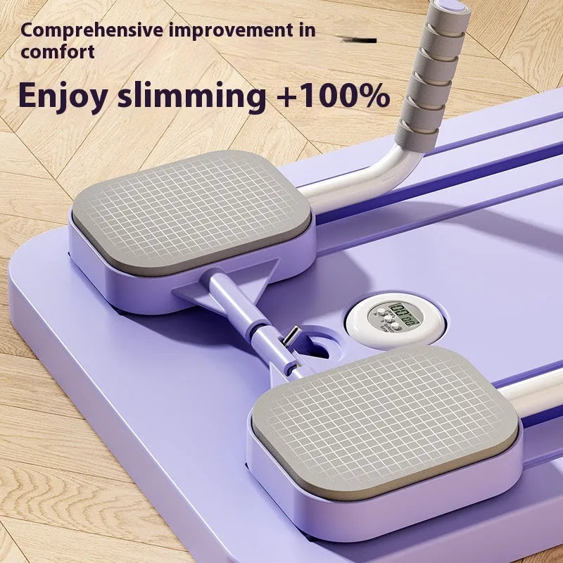 Standard purple household fitness board with automatic rebound abdominal wheel for multi-muscle training