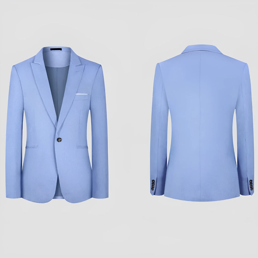 Men's light blue and pink Western-style casual suit with Asian sizing for spring and summer seasons
