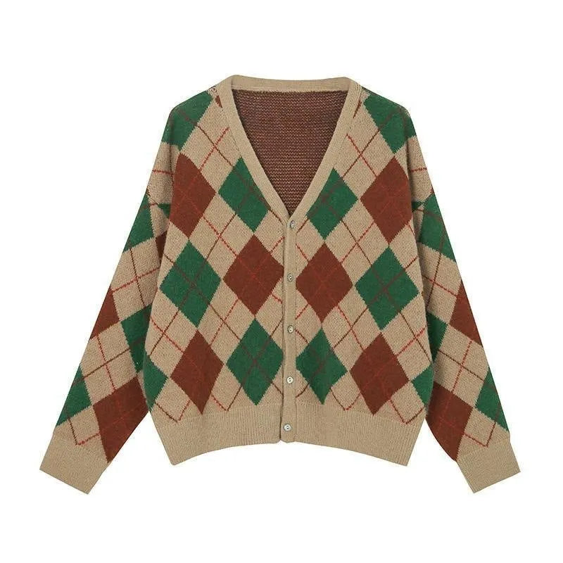 Women's acrylic knitted cardigan in light khaki colour with regular sleeves and casual fit