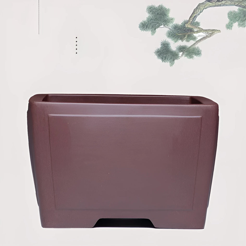 Square purple clay succulent bonsai pot in classical style for plant display