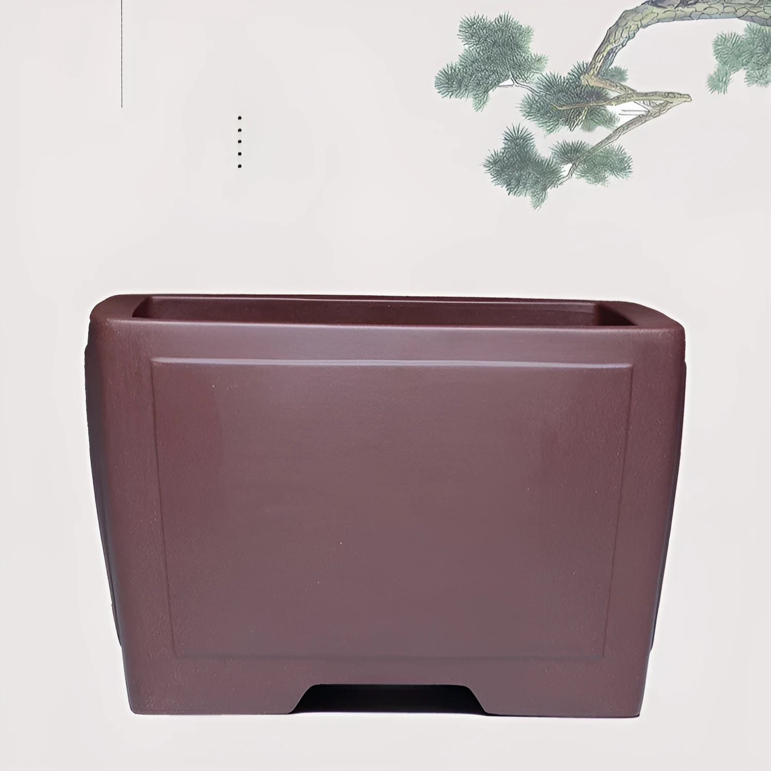 Square purple clay succulent bonsai pot in classical style for plant display