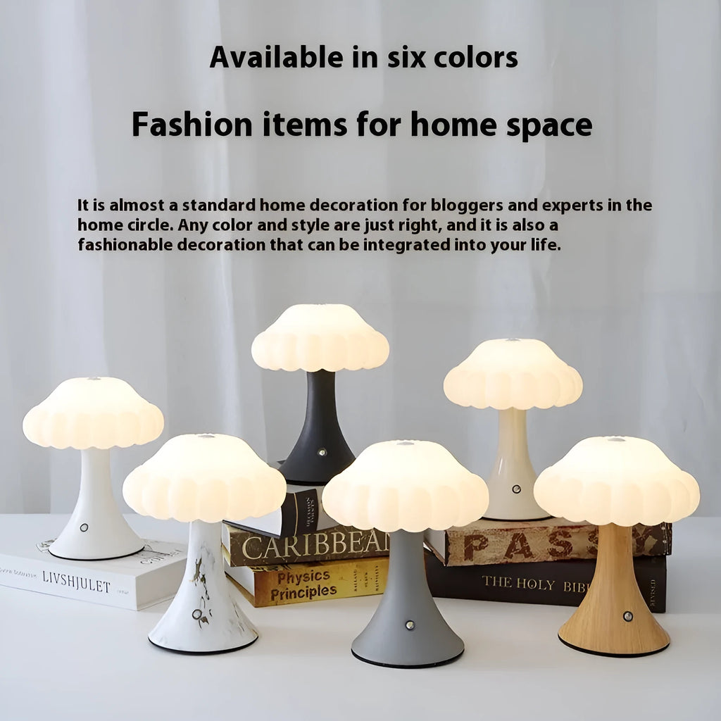 Mushroom-shaped touch control night lamp in various colours for decorative lighting