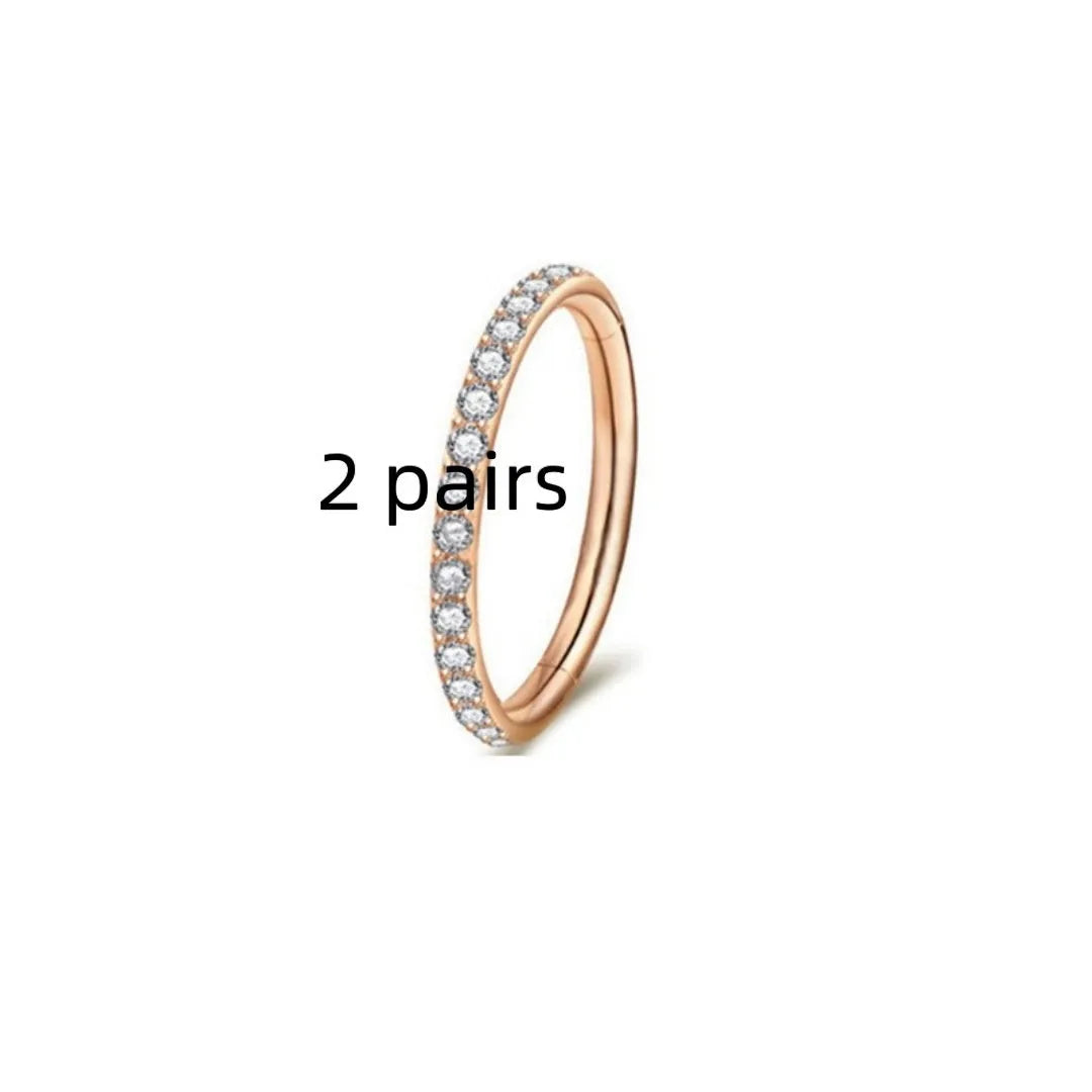 Stainless steel seamless nose ring in surgical steel with diamond stud, available in multiple colours and sizes