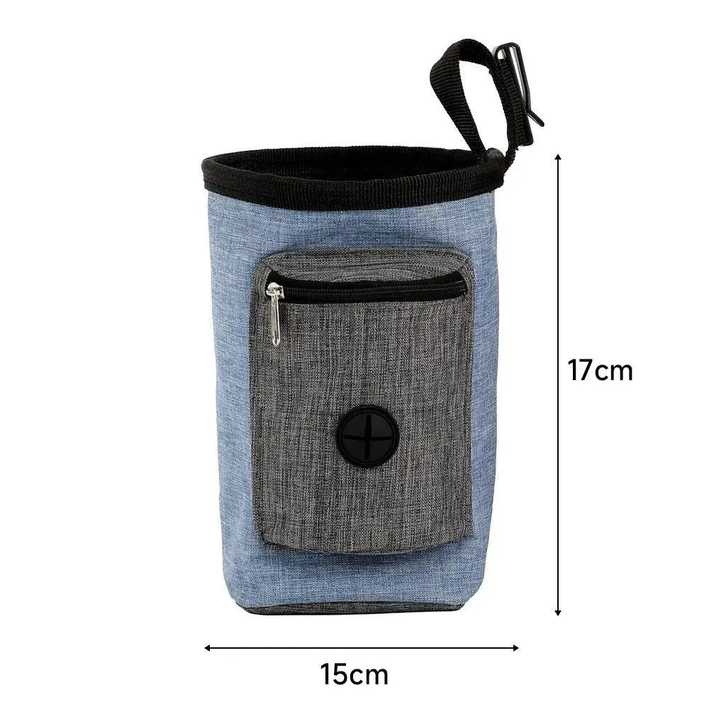 Portable waterproof pet waist bag with belt clip in blue, brown, and red colour options