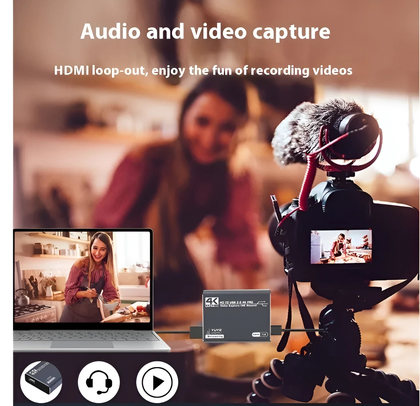 Black MS2131 HDMI video capture box for 1080 game recording and audio