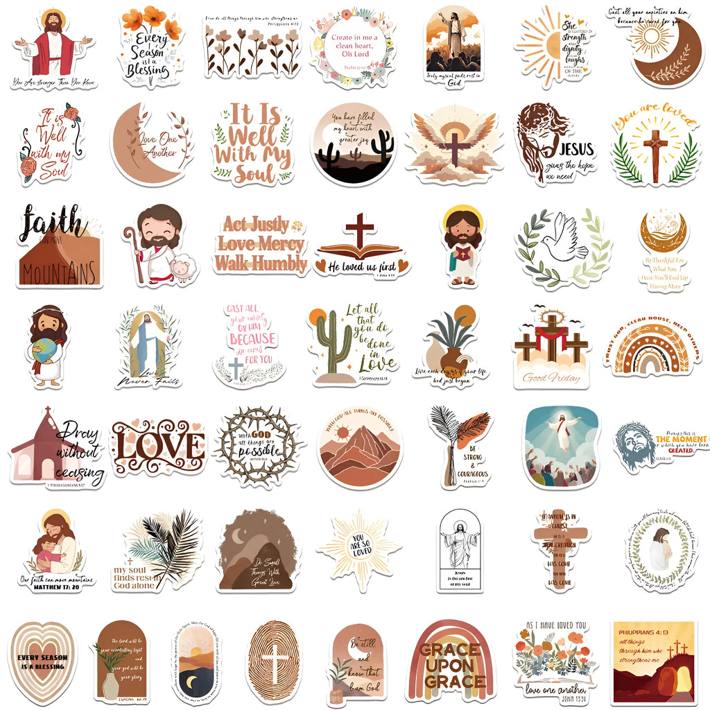 Set of 50 graffiti stickers with various random pattern designs for decorating personal items