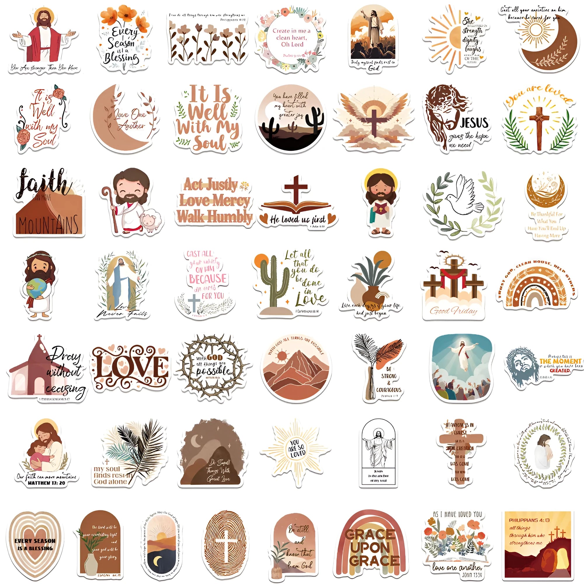 Set of 50 graffiti stickers with various random pattern designs for decorating personal items