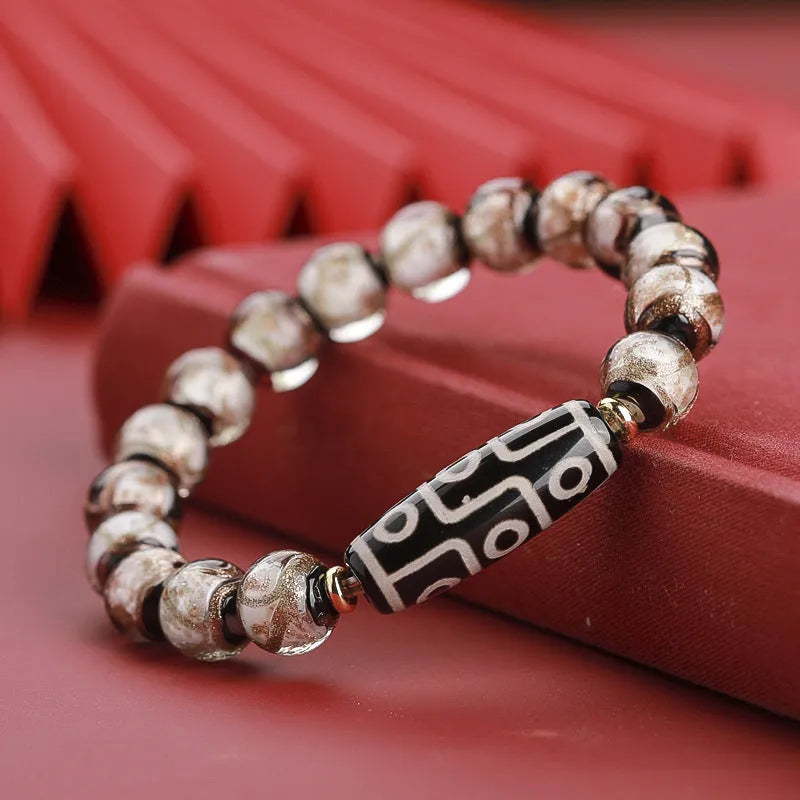 Chinese style bracelet with coloured glaze snake lucky beads in three size options