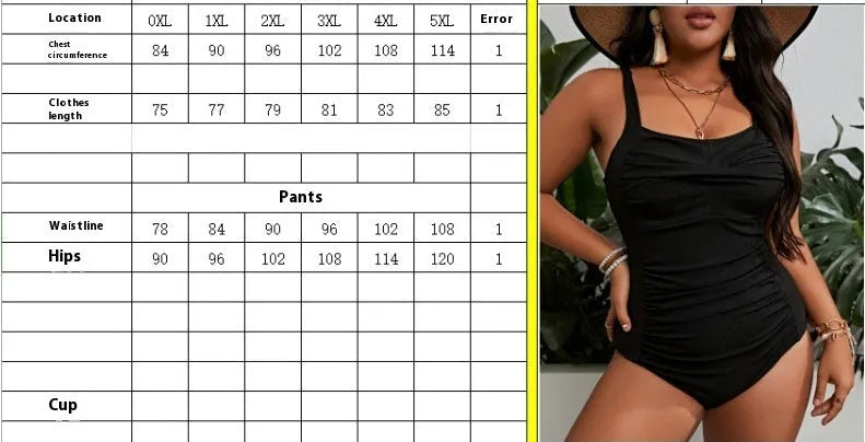Women's plus size black one-piece swimsuit with sleeveless design on mannequin