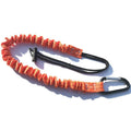Orange fishing rod fall protection safety rope showing 90cm length and connection hardware