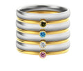 December colour birthstone engraved on a geometric titanium steel ring.