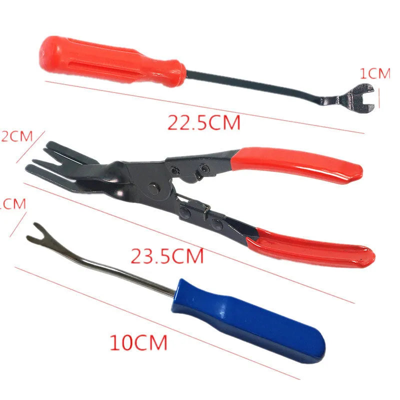 Red handle automotive clip driver nailing tool for GM vehicle door panel work