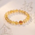 Citrine and gold rutilated quartz crystal bracelet with diamond-shaped beads in Korean style