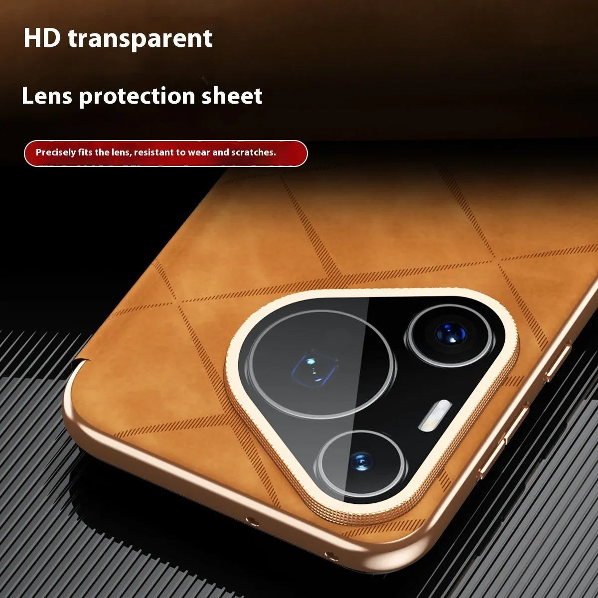 Electroplated diamond grid Huawei phone case in imitation leather with embossed luxury design