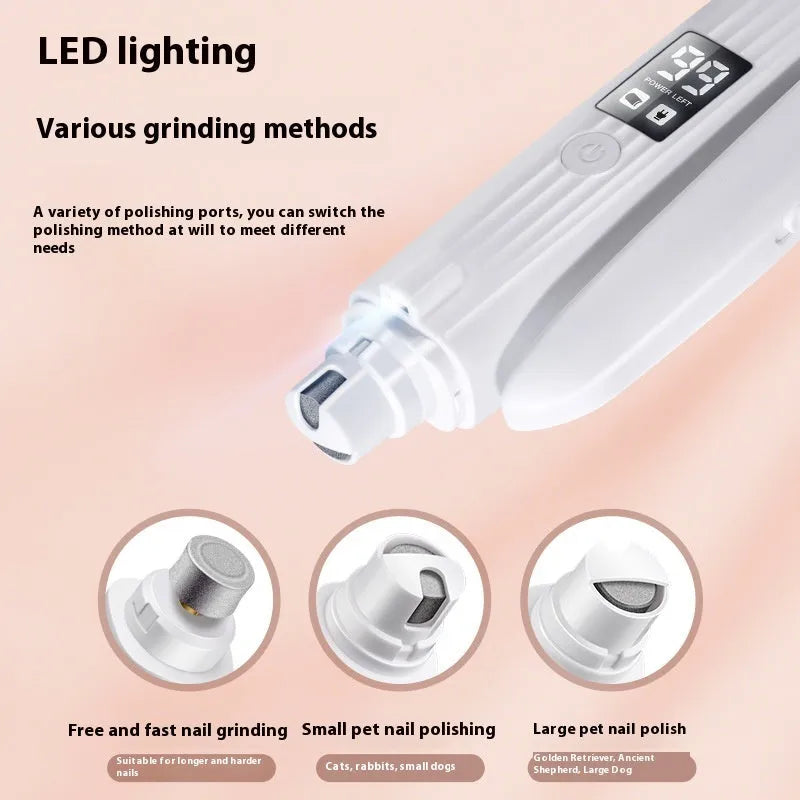 HZ8 White cordless dog nail clippers with LED light for pet grooming