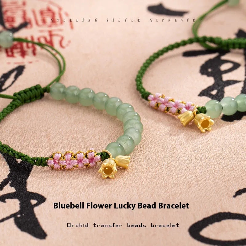Hand-woven red rope bracelet with lily flower design, women's national style wrist accessory