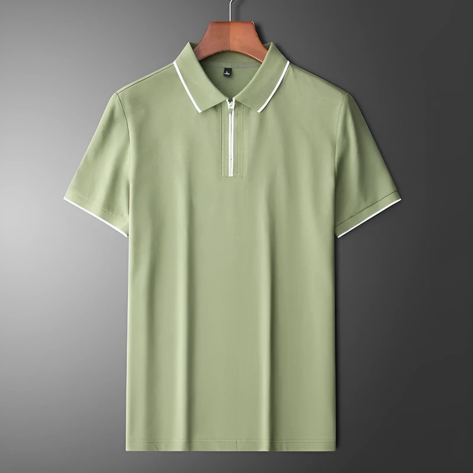 Men's slim fit business casual top with silk lapel in cotton blend fabric, short sleeve