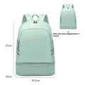Large beige unisex backpack with dry-wet separation compartments and curved shoulder straps