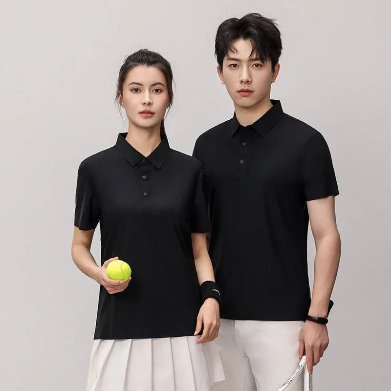 Men's loose fit short sleeve polo shirt in white for summer golf and running