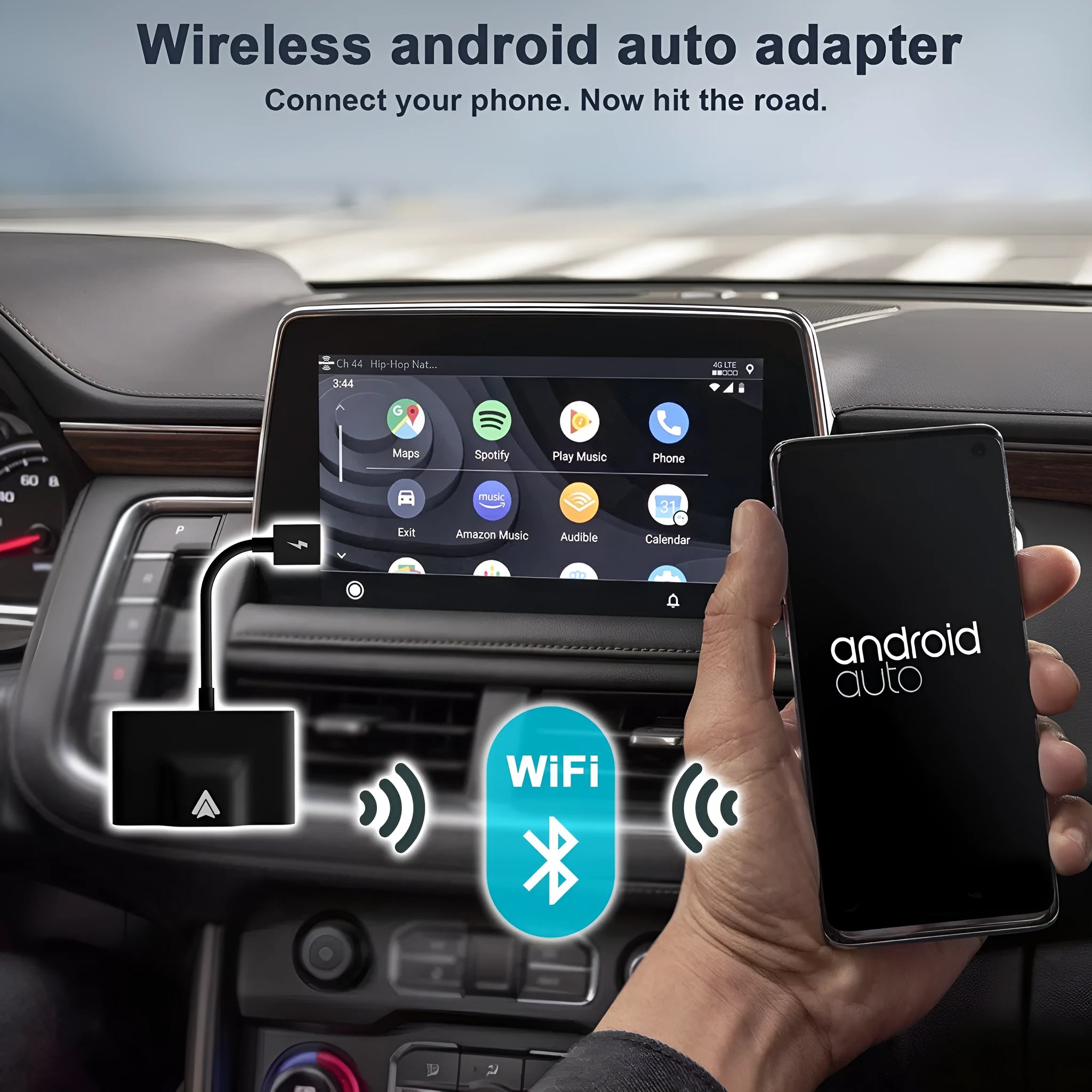 THT-020 series car wired to wireless Android system adaptor in black or white.