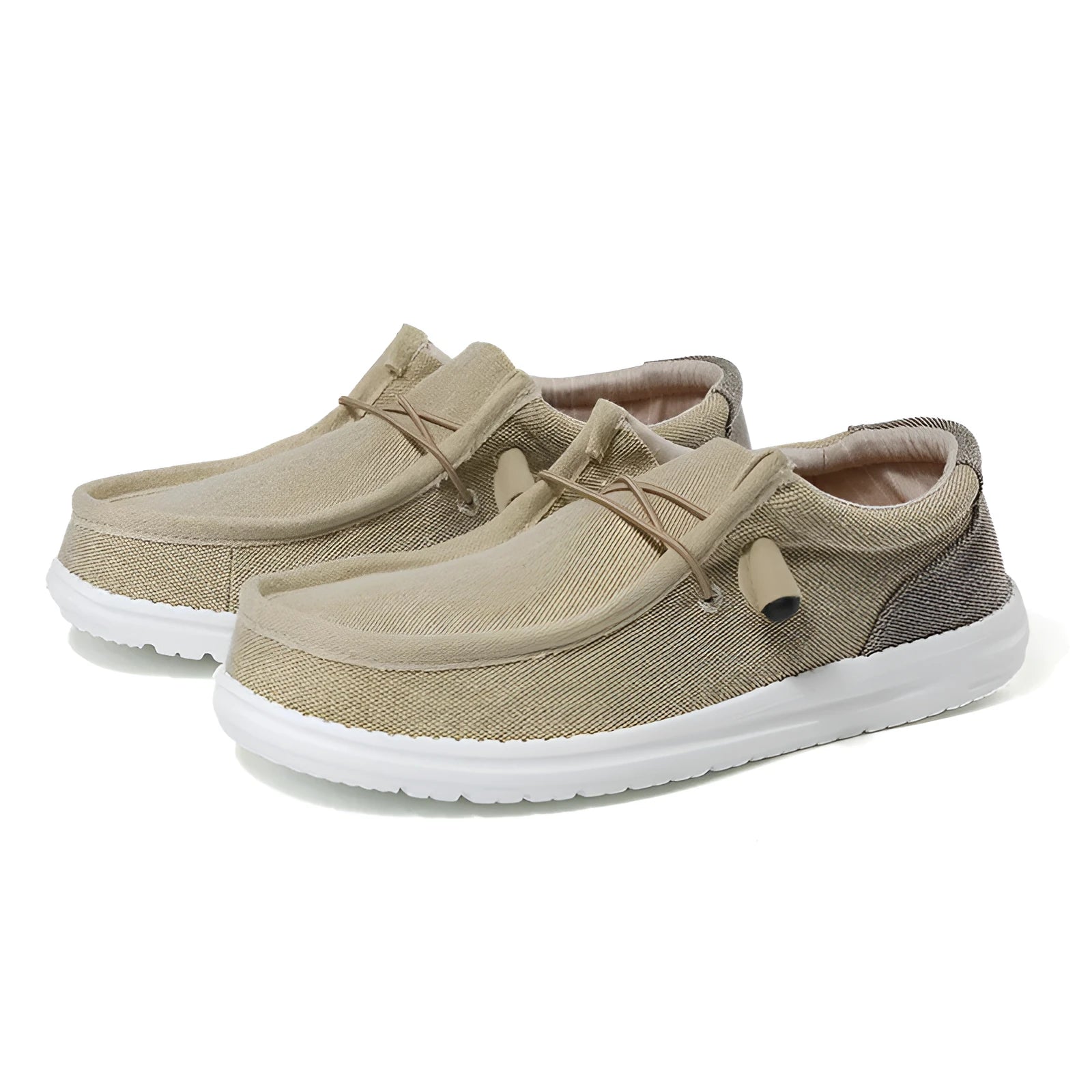 Men's green and orange canvas casual shoes with colour block mosaic design and round toe shape