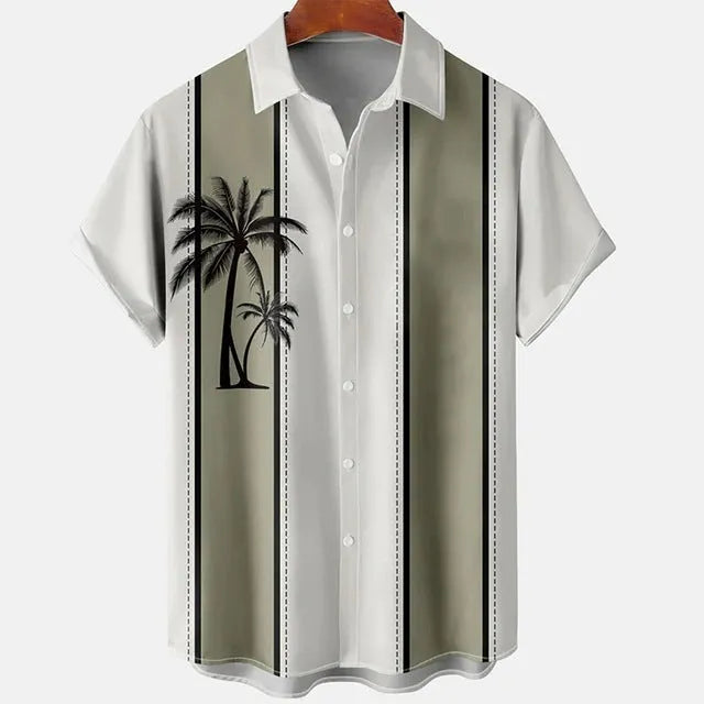 Men's slim fit short sleeve shirt with blue 3D printed flower pattern