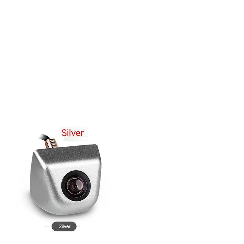Black metal waterproof car rearview camera with lens and integrated cable for parking assistance.