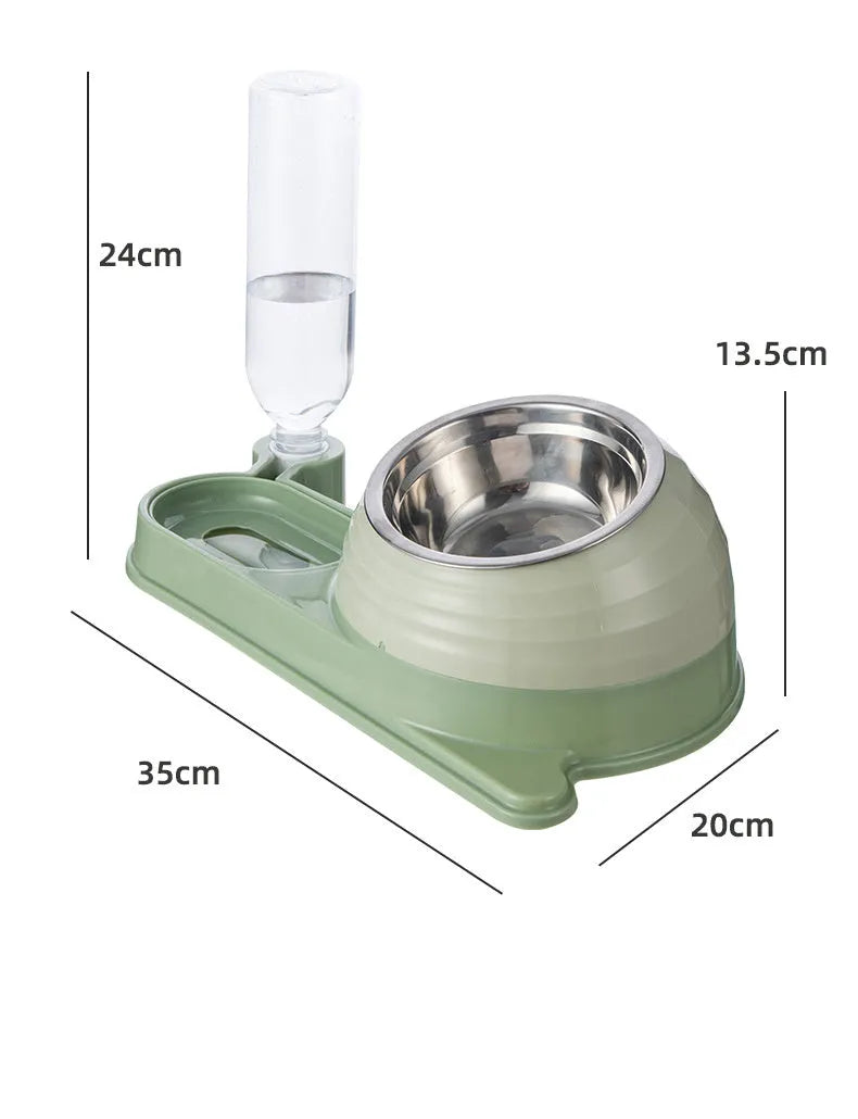 Elevated cat food bowl with automatic water dispenser in three colour options