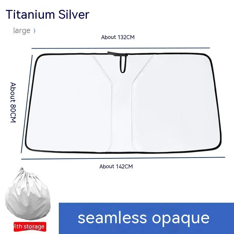 Car double ring front sun shield with NC fabric titanium silver construction for windscreen protection