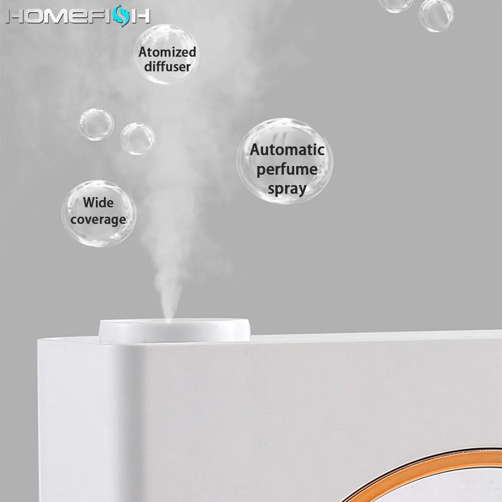 White wall mounted automatic aromatherapy sprayer with USB charging port.