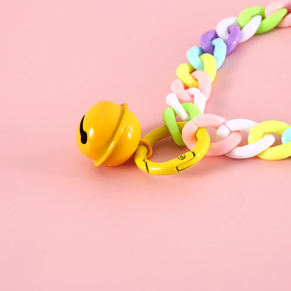 Adjustable plastic pet collar in macaron candy colours with chain link design for special occasions