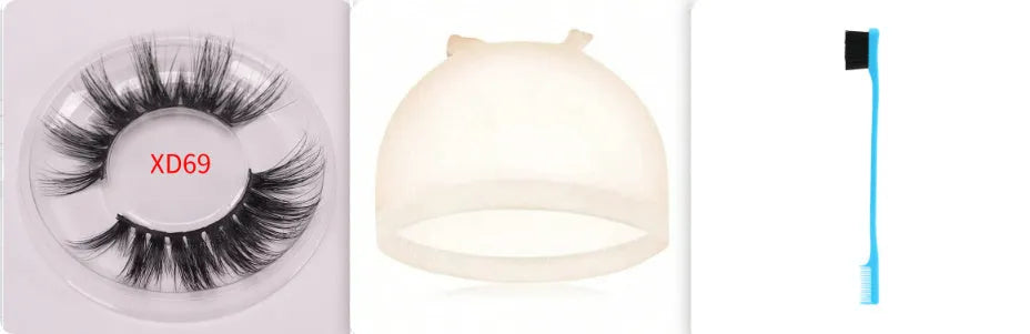 Affectionate brand black 5D mink false eyelashes with a hair storage cap and double-headed brush.