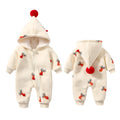 Khaki baby insulated crawling suit with Christmas moose print pattern, cotton Korean style design