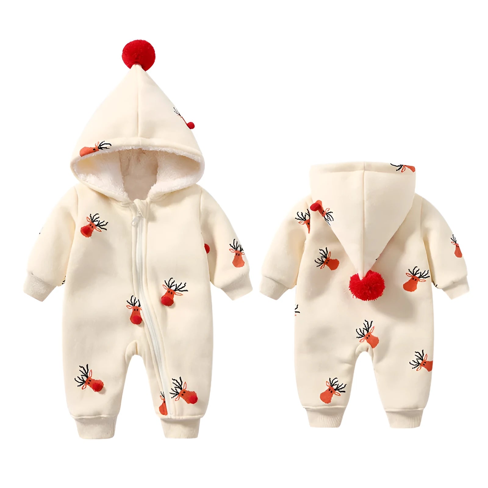 Khaki baby insulated crawling suit with Christmas moose print pattern, cotton Korean style design