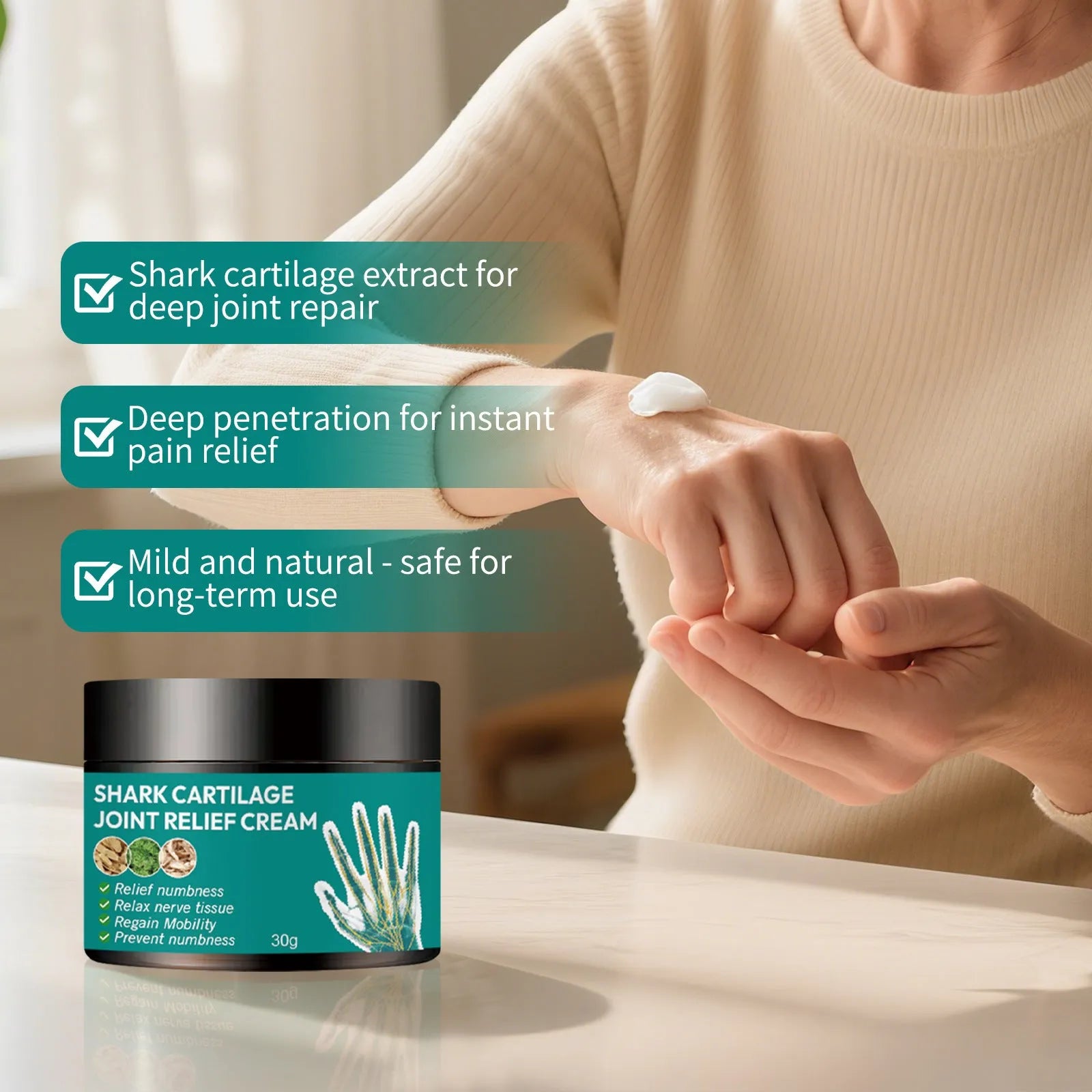 30g tube of joint neck cream for moisturising knee and muscle relief