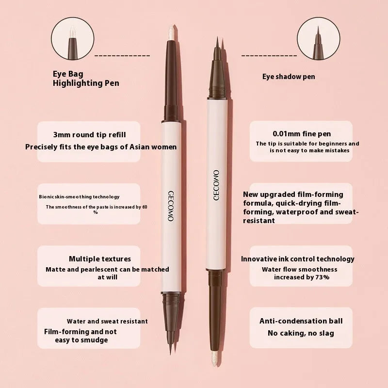 Stereoscopic Star Eyes Double Headed Silkworm Pen liquid eyeliner in pearlescent shades.