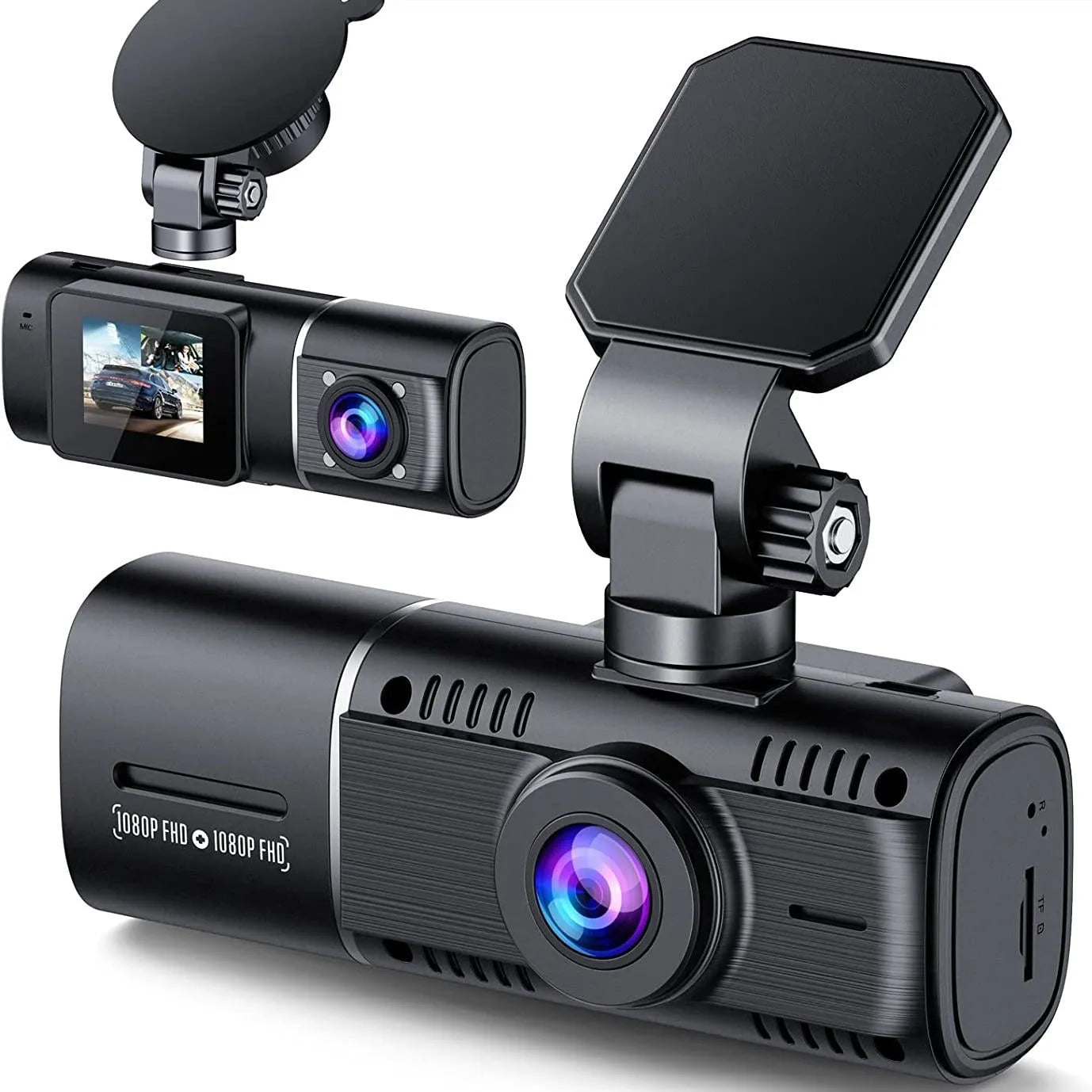 Standard black 1080p dashcam car camera with a 1.5-inch screen on its packaging.